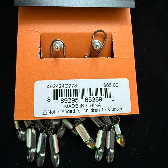 Betsey Johnson Silver Tone Skeleton Hand Drop Earrings Crystal Accents NWT - Picture 6 of 6